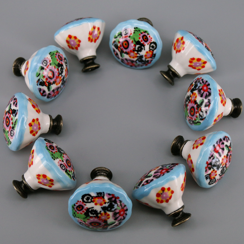 Unique Furniture Hardware Pulls - Boutons en céramique colorés, 10 pièces,