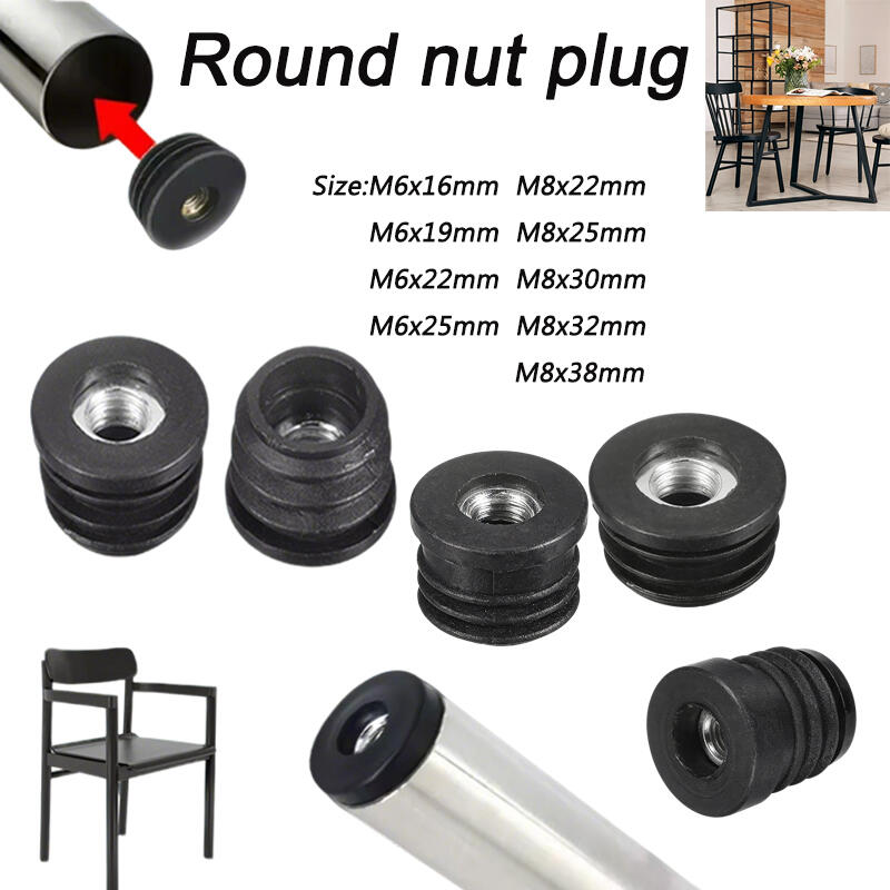 Furniture Hardware Connectors - 4/8/12 Pièces Embouts ronds noirs en